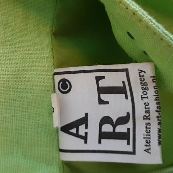 - ART Atelier Rare Toggery Linen "Lagenlook" Lime Green Dress - Picture 4 of 9